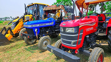 Jcb 3dx Loading Mud TATA Tippers Tractors Swaraj 855 Fe New Holland 3630 Tractor jcb Thar truck