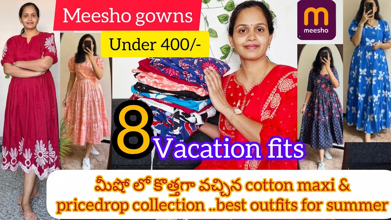 Meesho gowns | under 400 | premium quality | vacation fits | cotton | viral 