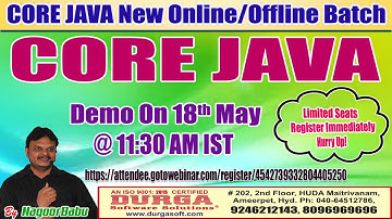 CORE JAVA Online Training in DURGASOFT