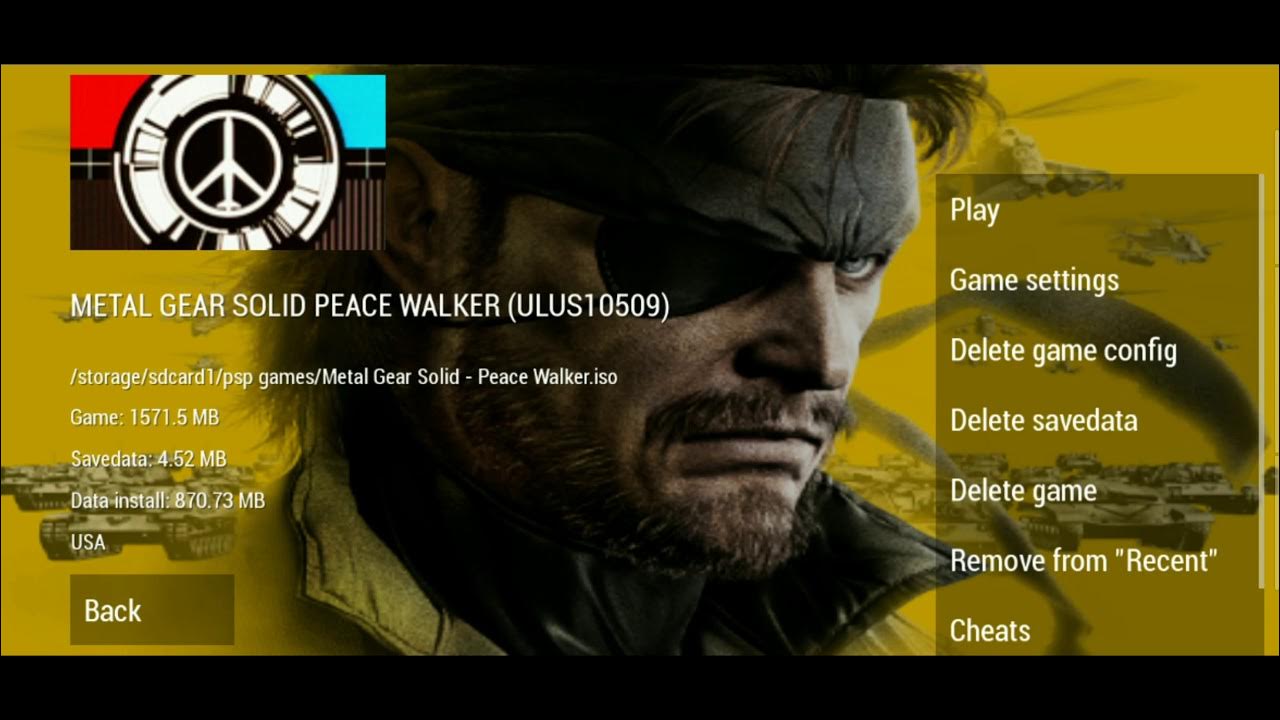 PPSSPP Emulator game Metal Gear Solid Peace Walker 60 fps patchHow to run game smoothly