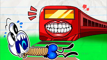 "Train Damage"  | Pencilmation Cartoons!