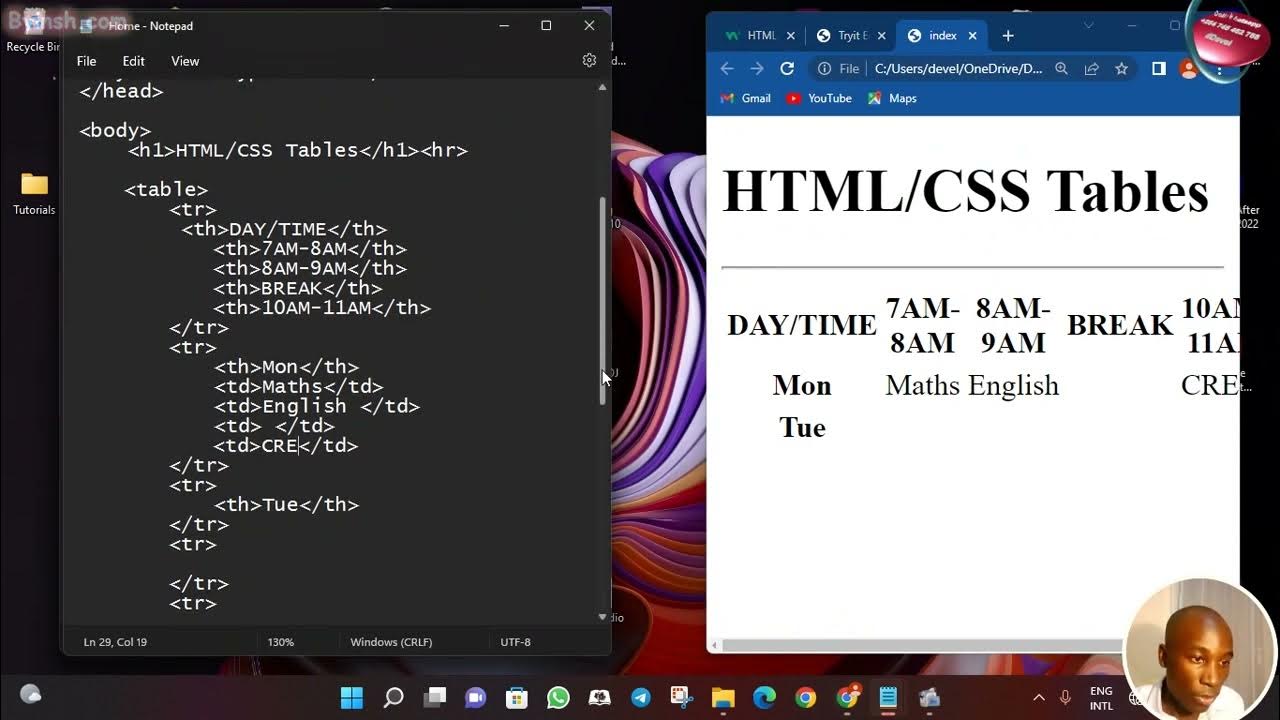 Tut 8 HTML 5 Creating Tables - YouTube