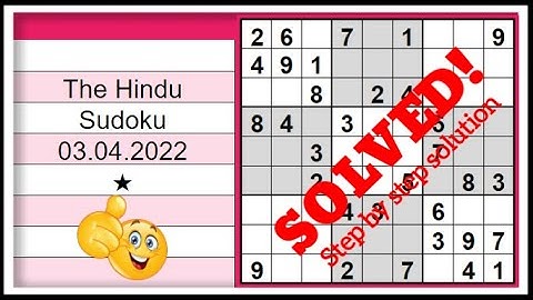 🔊How to Solve The Hindu 1 Star Sudoku Step by Step Solution for Beginners | 03.04.2022