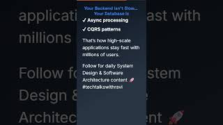 Your Backend Isn’t Slow… Your Database Is #DatabaseScaling #Caching #CQRS #DistributedSystems