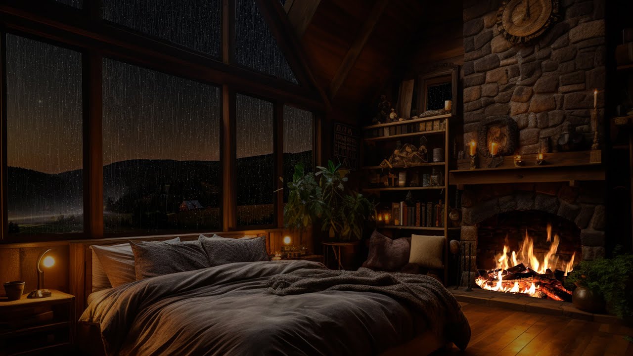 Rain Sounds For Sleeping - Rainy Night in Cozy Bedroom Ambience with ...