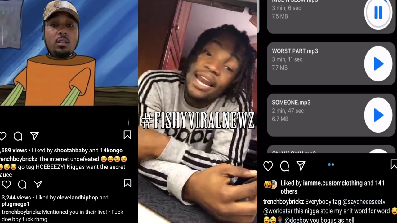 TRENCHBOY BRICKZ Exposes Doe Boy For Stealing Mini Draco Song - YouTube