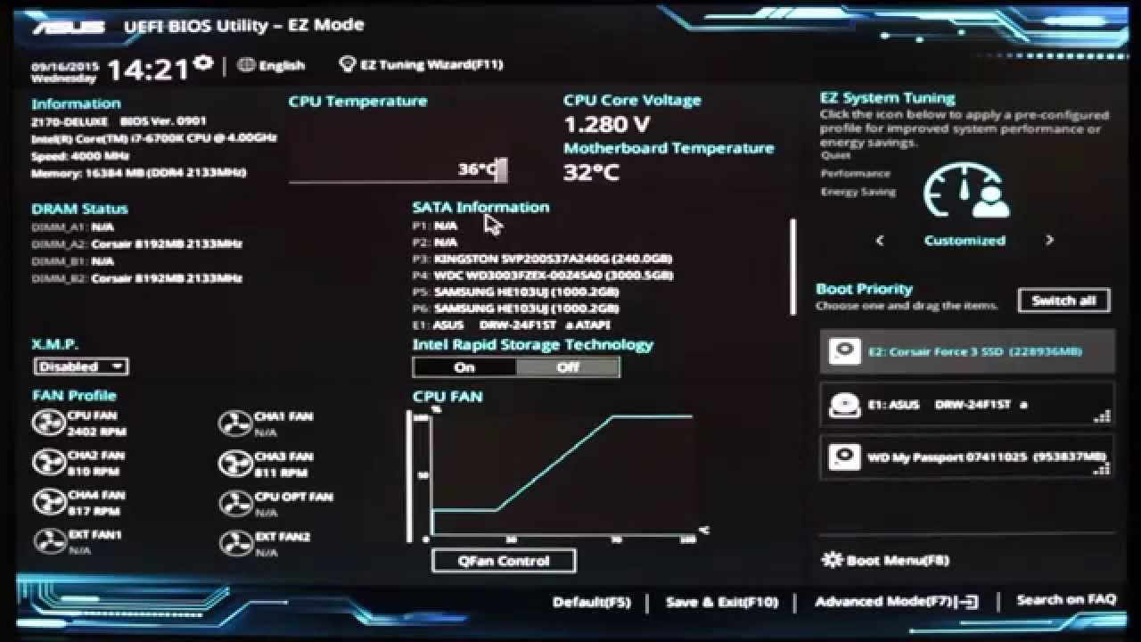 Asus Z170 Deluxe Motherboard LGA 1151 UEFI BIOS Walkthrough - YouTube