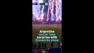 Argentine soccer fans surprise with fireworks show