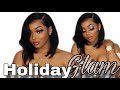 How to : Easy Holiday Makeup Tutorial | Glitter cut crease |Bottom Lashes |Makeup for women of color