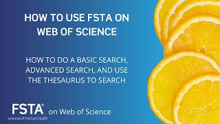 FSTA on Web of Science: a webinar (Classic Platform)