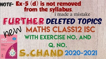 Further reduced syllabus of class 12 maths || isc || s chand || detailed