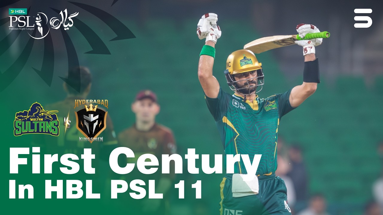 1st Century of HBL PSL 11 | SaH vs Hyderabad Kingsmen | Match 8 | HBL ...