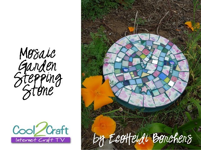 DIY Mosaic Table Top with Broken Dishes - at home with Ashley