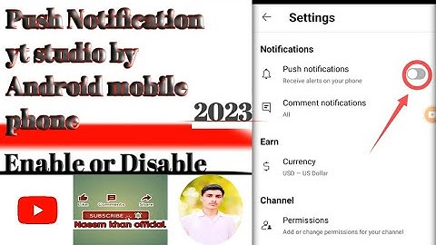 push Notification yt studio by Android mobile phone Enable or Disable /2023