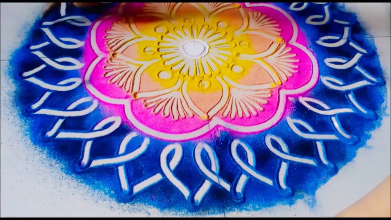EASY RANGOLI DESIGN DAILY tutorial by sakshi rathi - YouTube