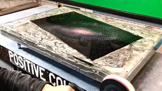 Casting of Molten Aluminum. Amazing Epoxy Table Galaxy!