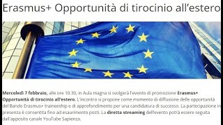 Erasmus+ Opportunità di tirocinio all’estero