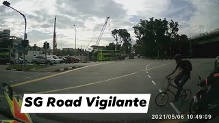 6may2021 jurong town hall road cyclist fail to conform to red light signal