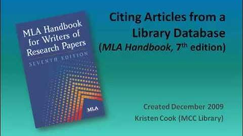 Citing Articles from MCC Library Databases (MLA Handbook, 7th edition)