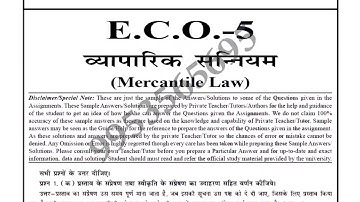 ECO-5 Solved Assignment 2019-20