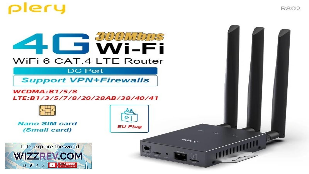 Wi-Fi роутер Plery WiFi6 4G LTE, 2.4G 300 Мбит/с, портативное интернет-устройство.