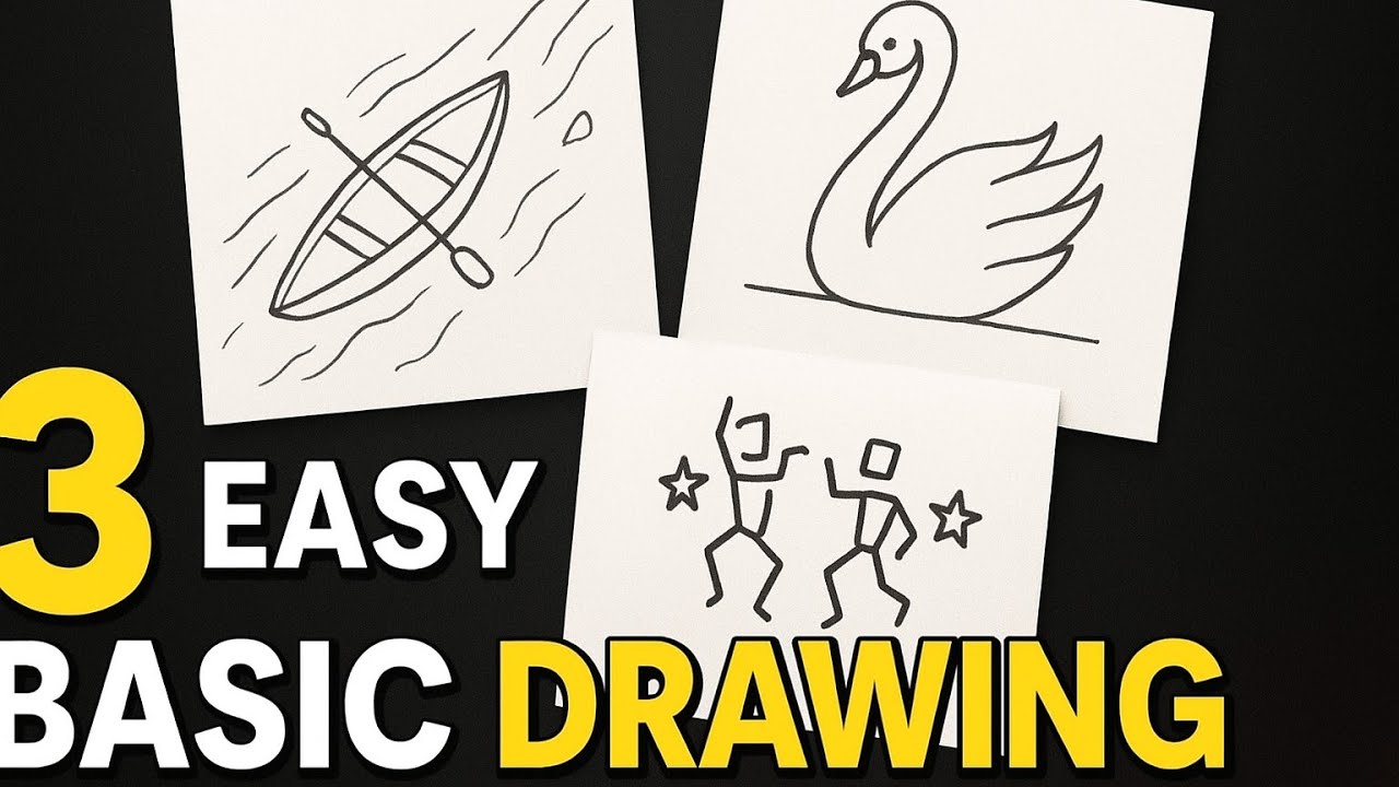 3 Easy Basic Drawing Ideas for Beginners | Simple Step-by-Step Sketches ...