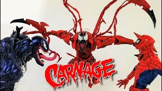 Stop Motion VENOM y SPIDERMAN vs CARNAGE | Amazing Yamaguchi Carnage Action Video Review | DibujAme
