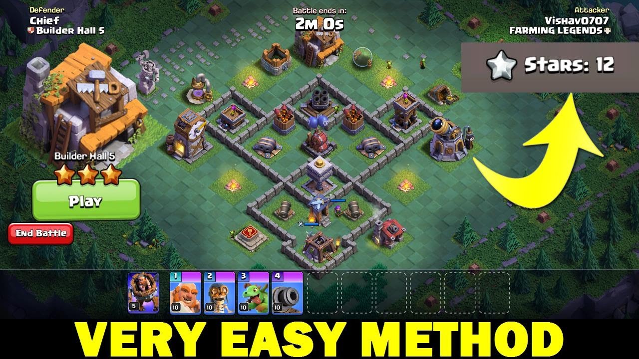 Clash of Clans Builder Base Map Challenge Part 4 ! 3 Star Strategy ! Very Easy Method.