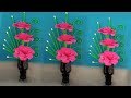 paper flower & plastic bottle vase || plastic bottle vase diy || handmade flower and vase