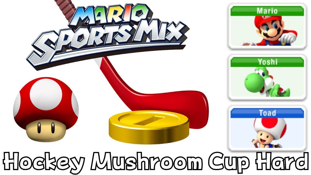 Mario Sport Mix, Nintendo Wii, Hockey, Mushroom Cup, Hard, Co-Op, Goal, Puc...