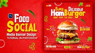 Food Social Media Banner Design in Adobe Photoshop Tutorial | Graphic-era