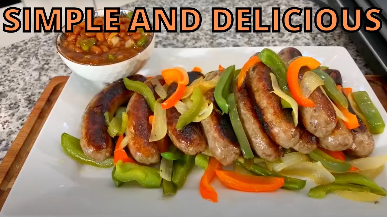 How to make Bratwurst Peppers and Onions and Baked Beans YouTube