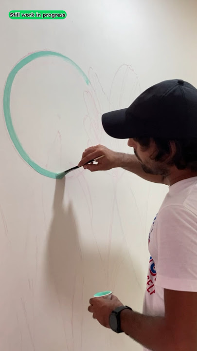 Simple circle painting on wall | boho art on wall | ✍️👨‍🎨⭕️ #shorts #art #painting