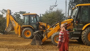 JCB Backhoe Machine Pushing Soil and Leveling Road - JCB 3DX Widening Village Road - Part 3