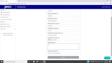 Janio  Create Pickup Point