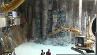 Tunnel-boring machine in action along the Downtown Line