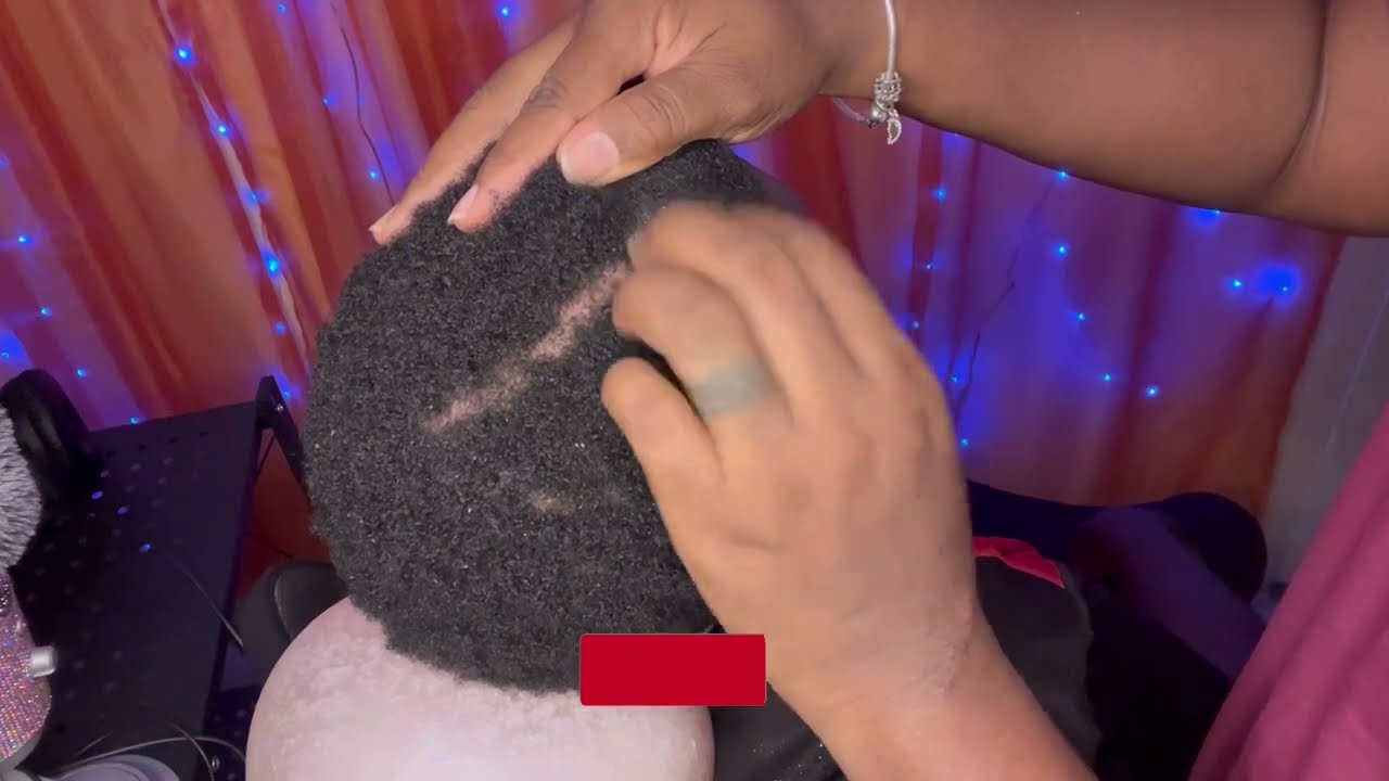 ASMR finger scratching for comfort on male head 