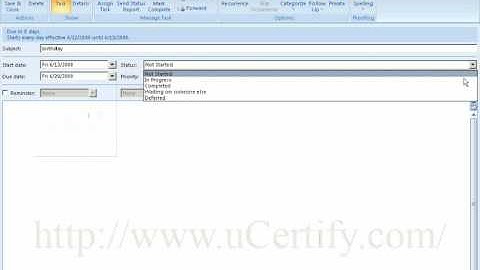 How to set the status of a task in MS Outlook.