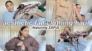 aesthetic fall clothing haul &amp; try on 2022 | neutrals, everyday + going out outfits