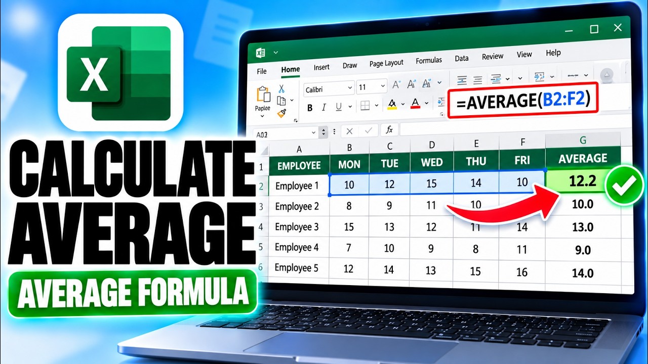 How To Use the AVERAGE Function in Excel 2026 - Full Tutorial - YouTube
