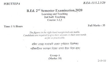 wbuttepa B.Ed. 2nd sem question|course 1.2.3 2nd half 2020 | teaching