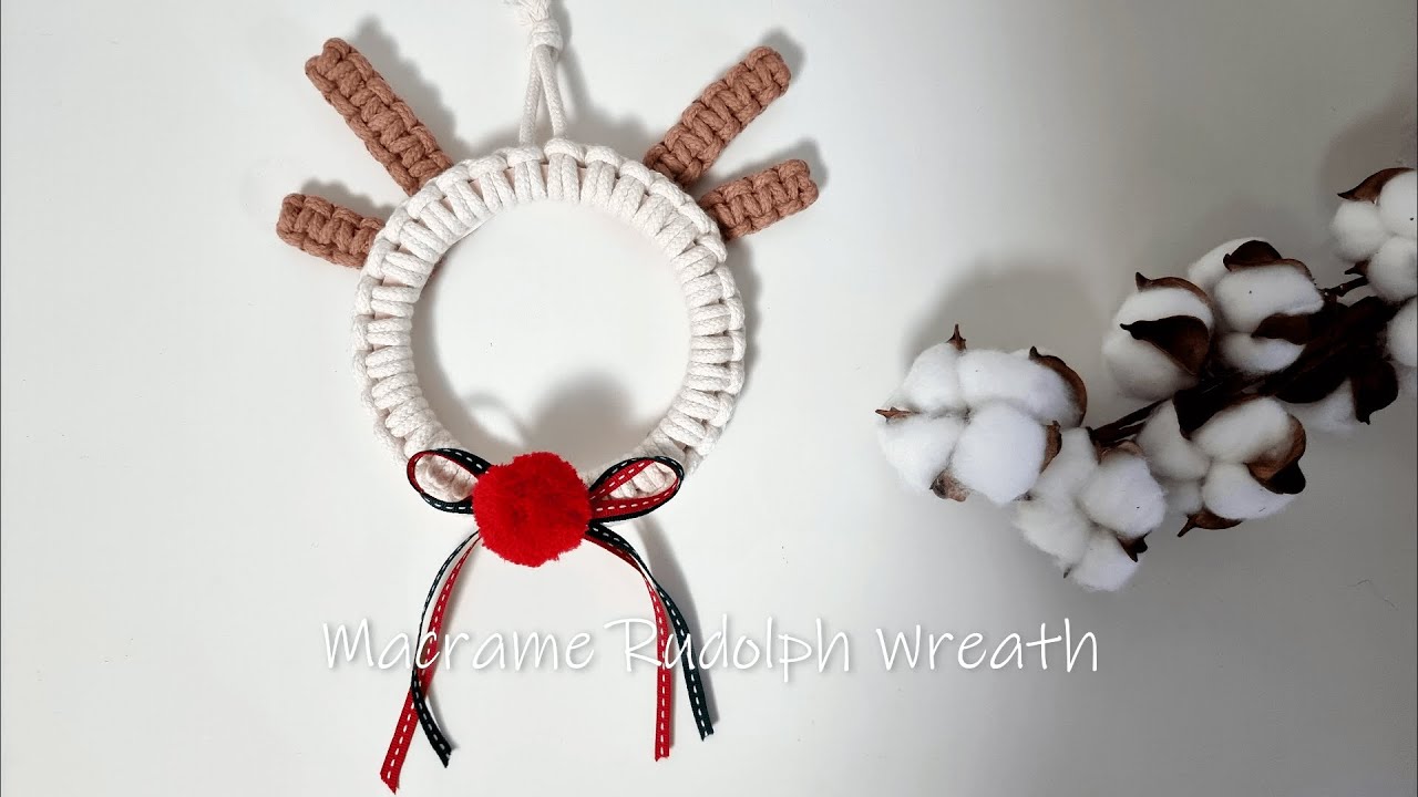 [Eng Sub] Macrame Christmas Rudolph Wreath 마크라메 크리스마스 루돌프 리스 장식 만들기 ...