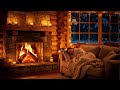 Snowstorm Forest Ambience and Cozy Cabin Fireplace Sounds Tonight 🌲🌙