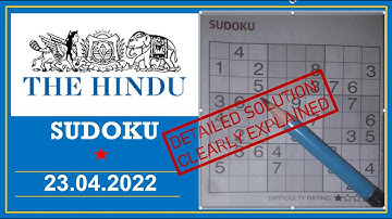 How to Solve 1 Star Hindu  Sudoku Apr 23, 2022 -  Tips and Techniques Clearly Explained
