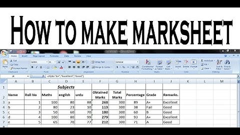 how to make marksheet on excel in urdu/hindi