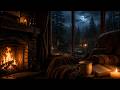 Cozy Cabin Music for Deep Sleep & Anxiety Relief | Rainy Night Fireplace Ambience