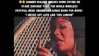 Summer Walker crying on stage while the crowd sings her song word for word