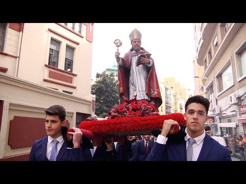El colegio San Agustín procesiona por las calles de Ceuta una nueva talla del santo