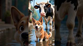 “Cow Protected The Puppy!” 😢🌧️#trending #viralvideo #ai #music #funny#cow #animation #youtubeshorts