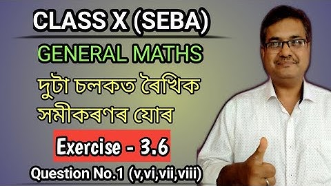 Class 10 Maths Exercise 3.6 Question No.1 (v to viii) || দুটা চলকত ৰৈখিক সমীকৰণৰ যোৰ || In Assamese